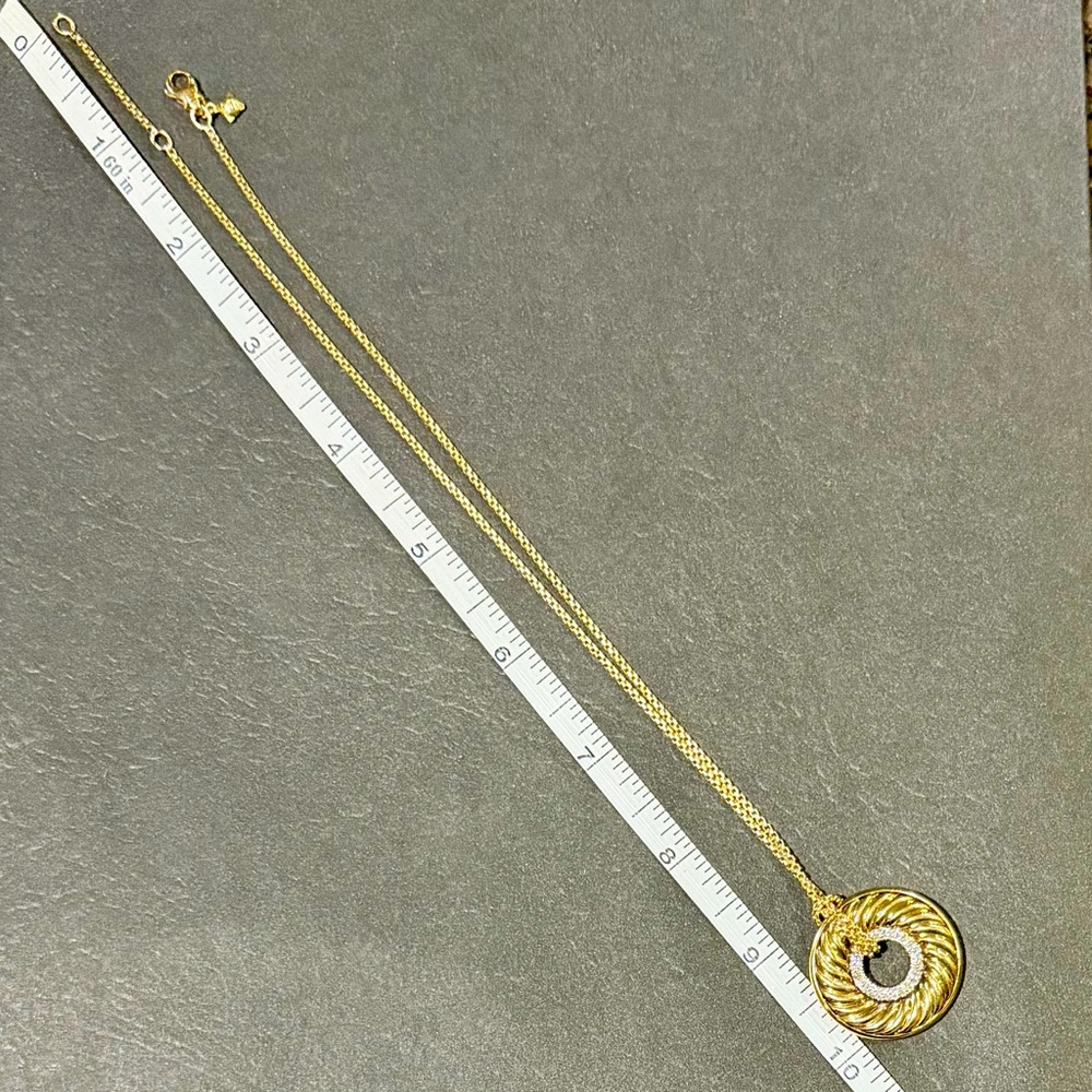 ❤️ David Yurman 18K Yellow Gold Diamond Thoroughbred Pendant Necklace - Picture 9 of 9